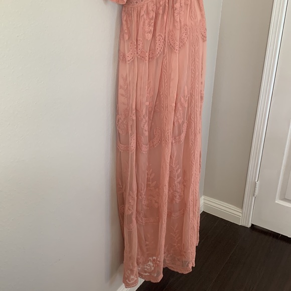 Pinkblush Pink Lace Overlay V Neck Maternity Maxi Dress - Picture 9 of 15